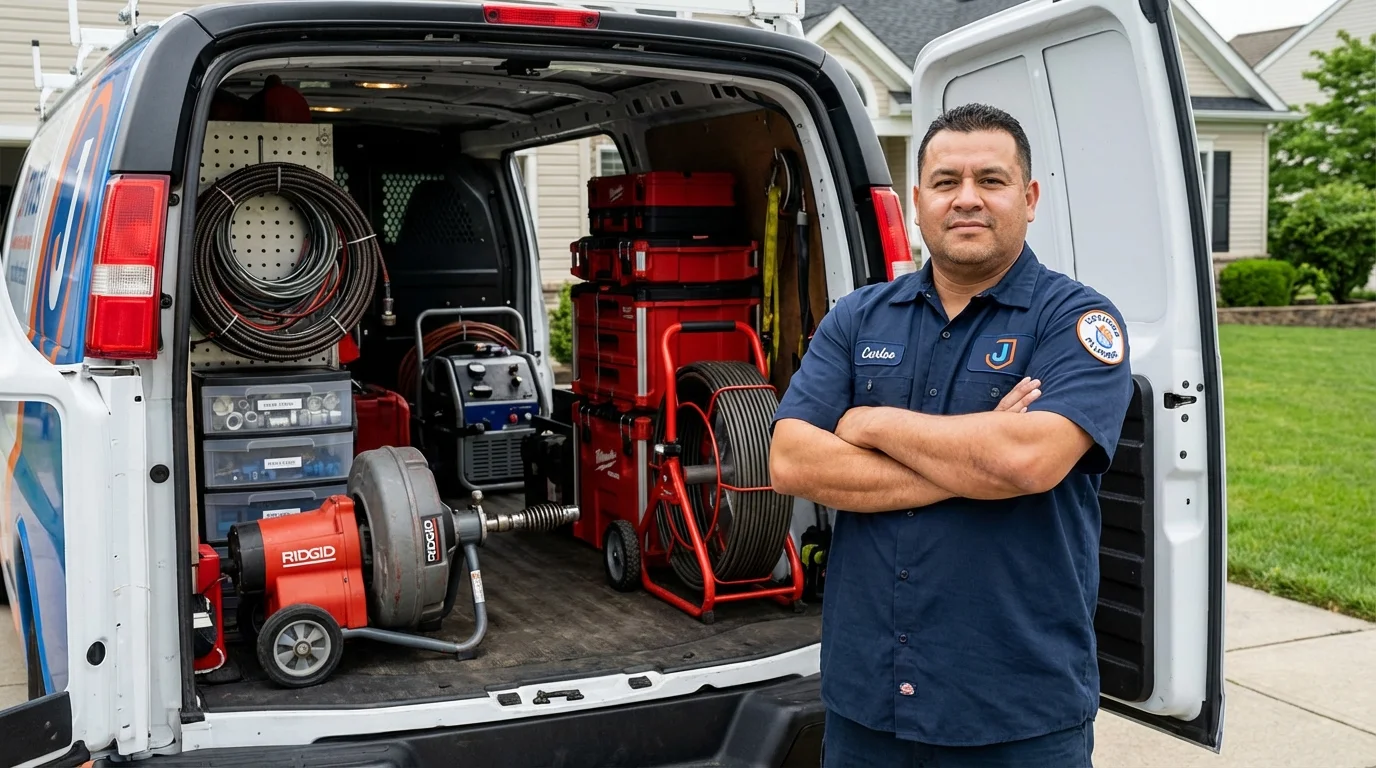 Professional drain cleaning equipment and Johns Plumbing LLC plumber in Big Pine