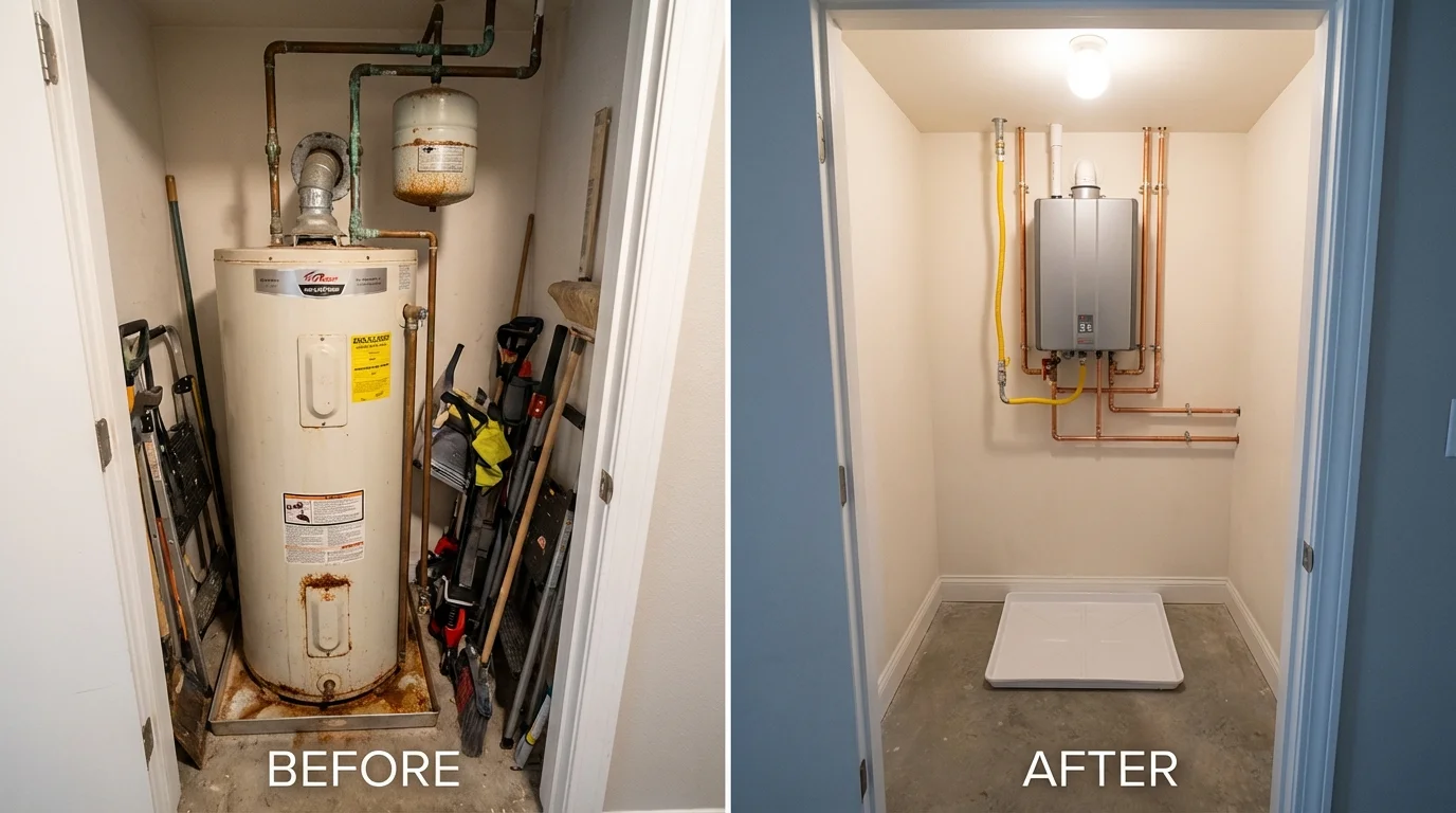 Tank water heater versus wall-mounted tankless unit comparison for Big Pine, CA homeowners