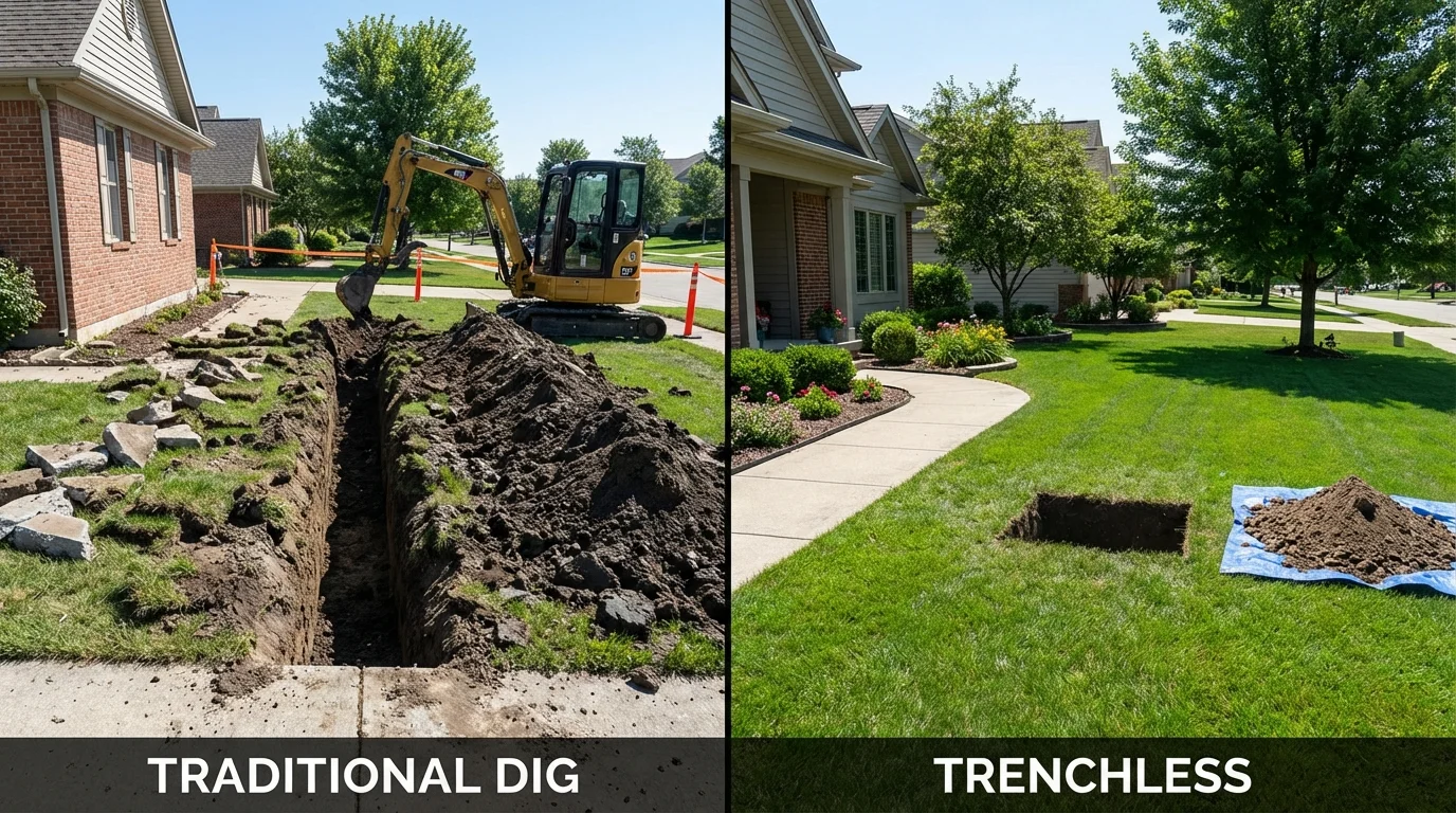 Trenchless sewer repair with minimal yard damage versus traditional excavation in Big Pine, CA